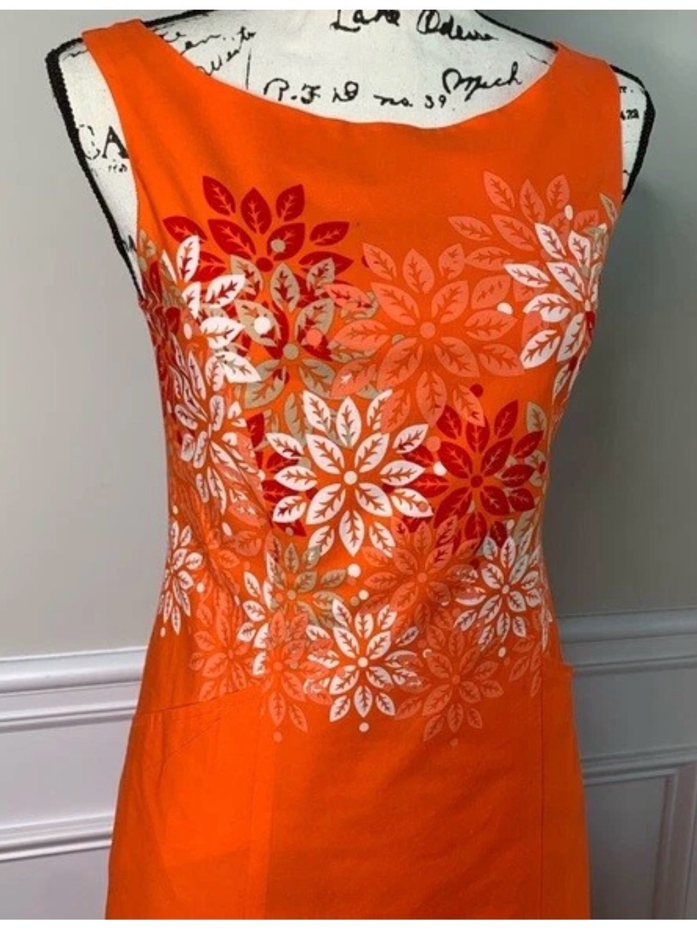 Pendleton Bright Orange Floral Midi Dress 4 - Picture 6 of 9